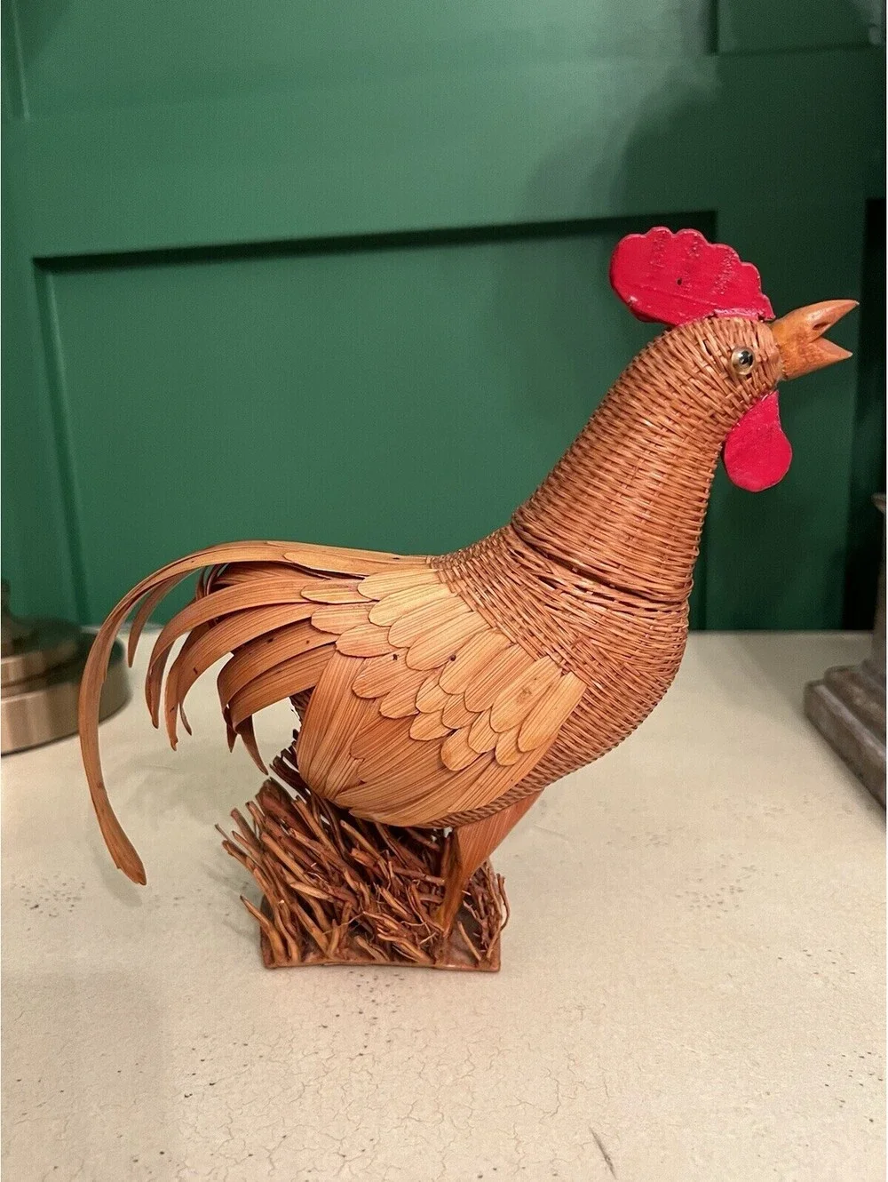 Kiangsi Handicrafts Rooster Chicken Basket With Lid Vintage
